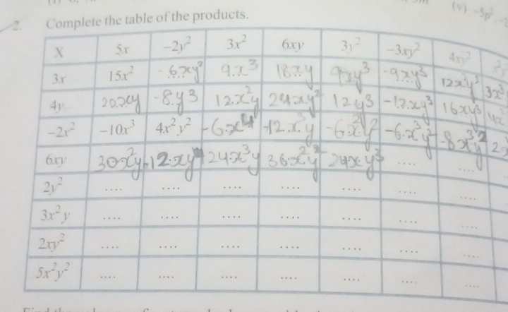 2the products.
(v) -5p^2.