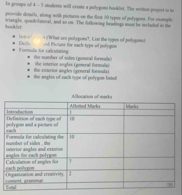 Solved: ln groups of 4 - 5 students will create a polygons booklet. The ...