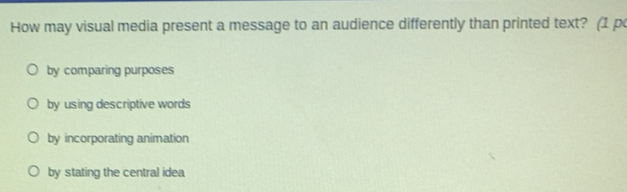 Solved: How may visual media present a message to an audience ...
