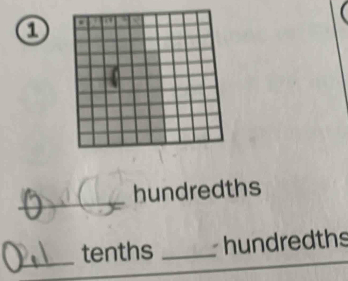 a 
_ 
_ 
hundredths 
_tenths _hundredths