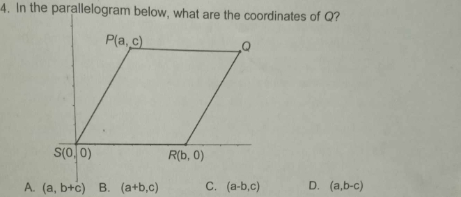 A. (a,b+c) B. D. (a,b-c)