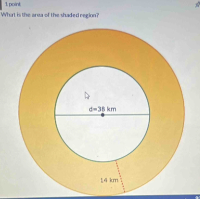 What is the area of the shaded region?