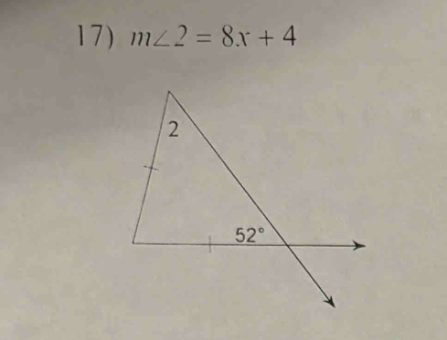 m∠ 2=8x+4