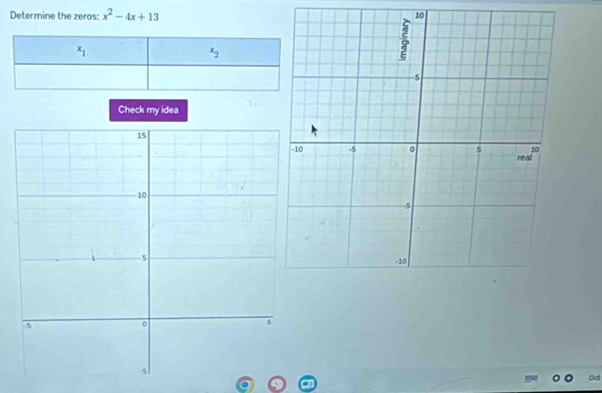 Determine the zeros: x^2-4x+13
10
Check my idea
d