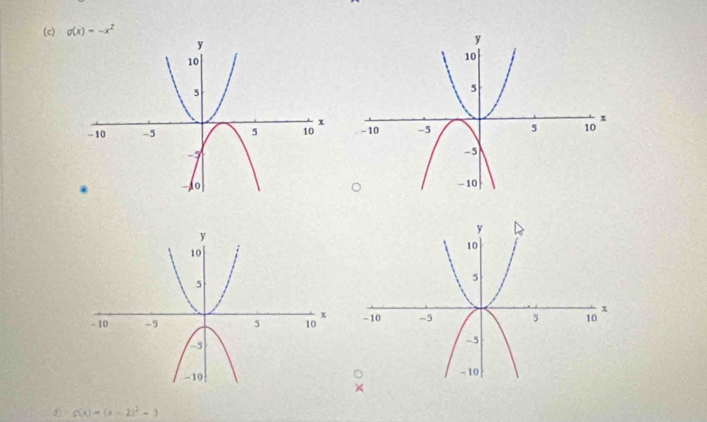 g(x)=-x^2
4) g(x)=(x-2)^2-3