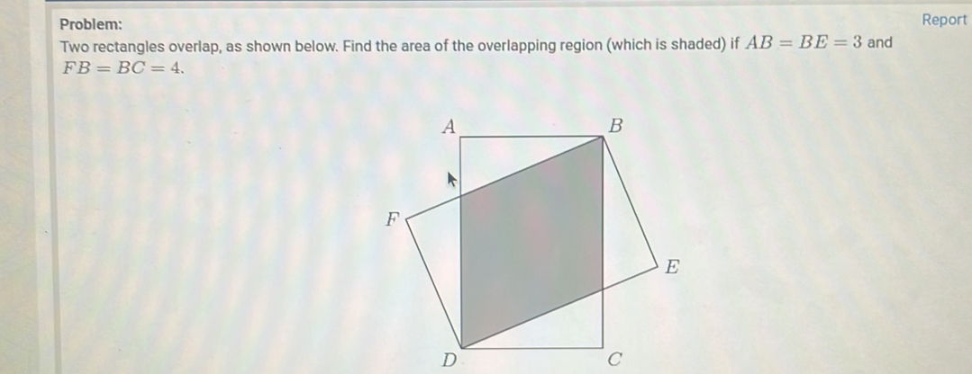 Solved: Problem: Report Two rectangles overlap, as shown below. Find ...