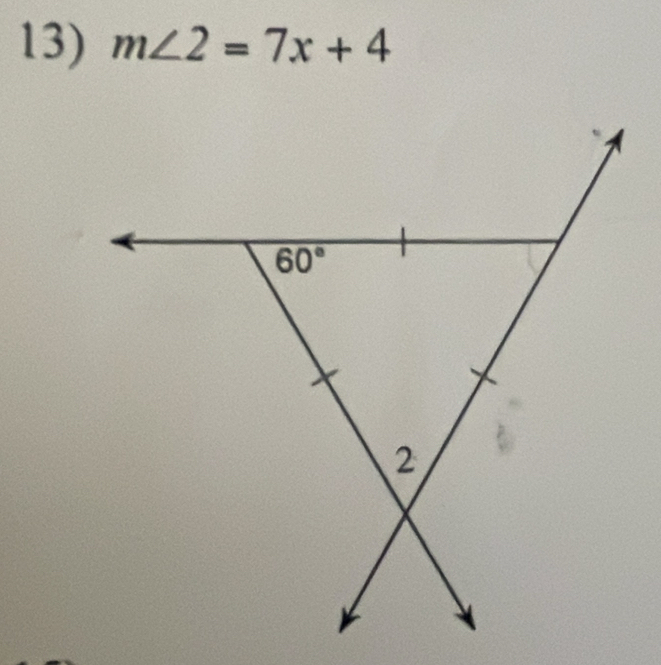 m∠ 2=7x+4