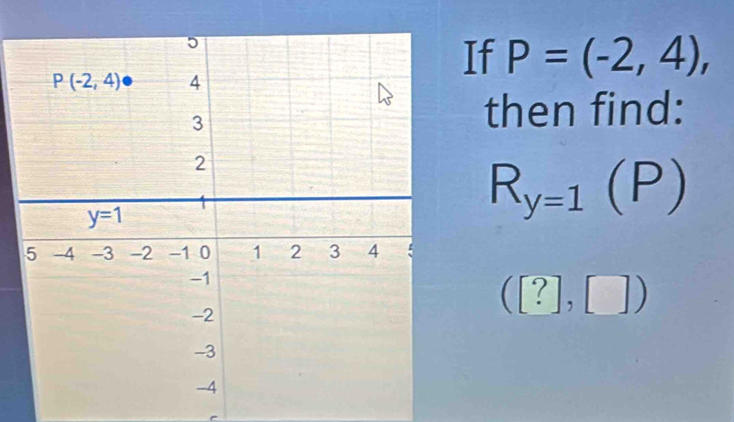 If P=(-2,4),
then find:
R_y=1(P)
(?,□ )