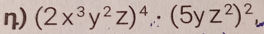 (2x^3y^2z)^4∴ (5yz^2)^2