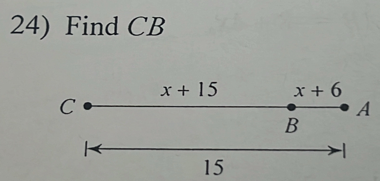 Find CB
x+15
x+6
C
A
B
15