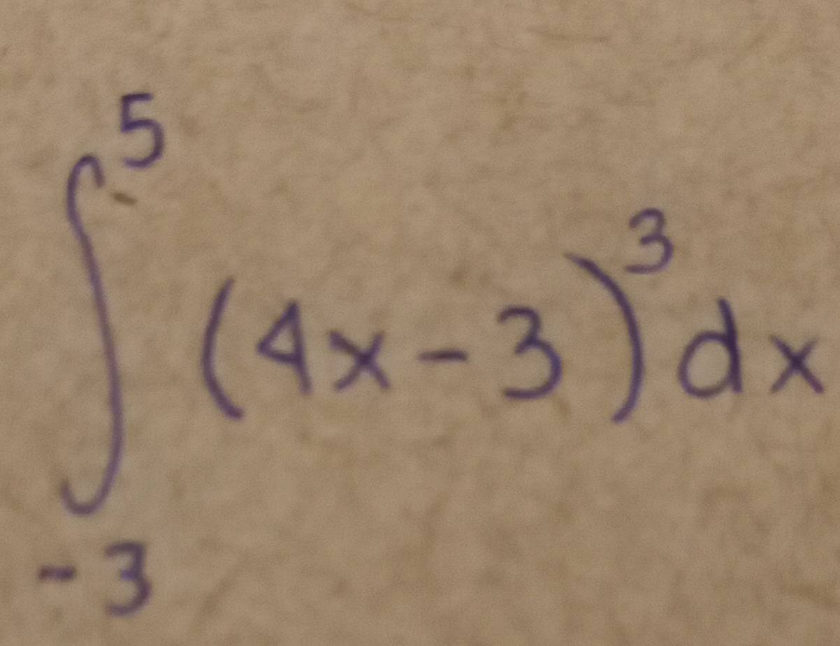 ∈tlimits _(-3)^5(4x-3)^3dx