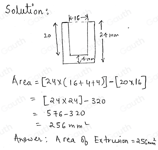 Solved: The diagram shows the cross section of an extrusion with a ...