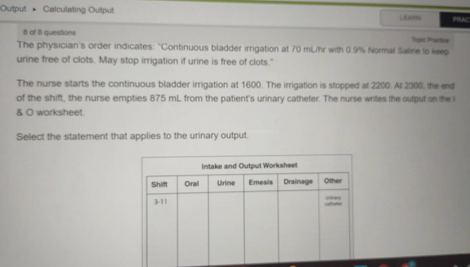 Solved: Output Calculating Output PRAC 8 of 8 questions Tople Practice ...