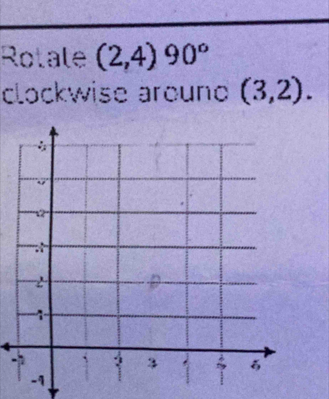 Rotale (2,4)90°
clockwise around (3,2).