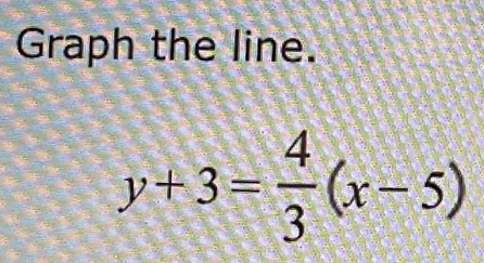 Graph the line.
y+3= 4/3 (x-5)