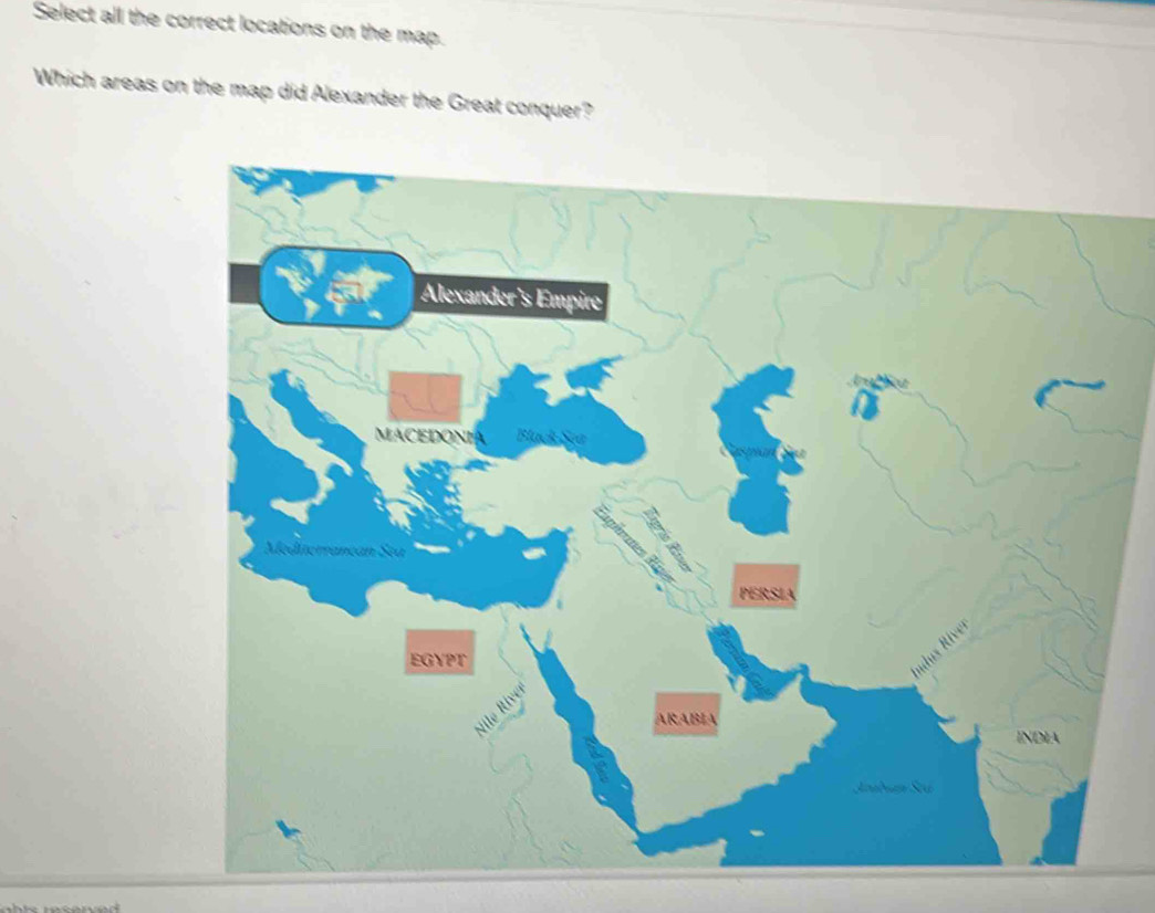 Solved: Select all the correct locations on the map. Which areas on the ...