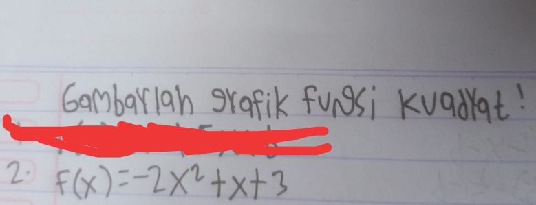 cambariah grafik fungsi Kuadrat! 
2. f(x)=-2x^2+x+3