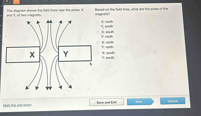 Solved: The diagram shows the field lines near the poles, X Based on ...