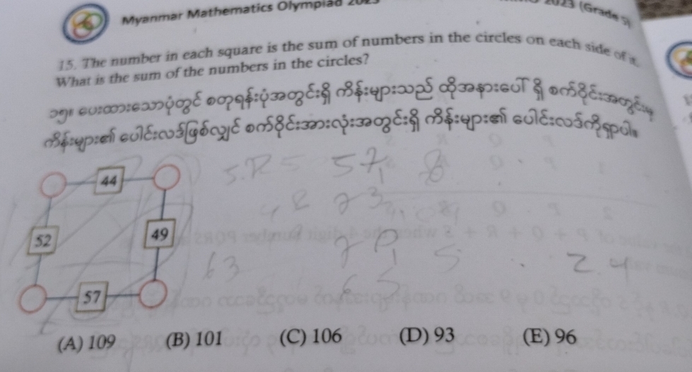 Solved: Myanmar Mathematics Olympiad 201. 101 (Grade 5) 15. The number ...