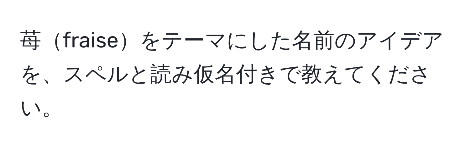 苺fraiseをテーマにした名前のアイデアを、スペルと読み仮名付きで教えてください。