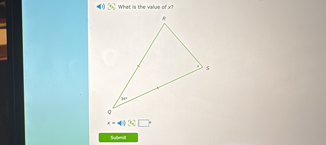 What is the value of x?
x= =1) x_A □°
Submit