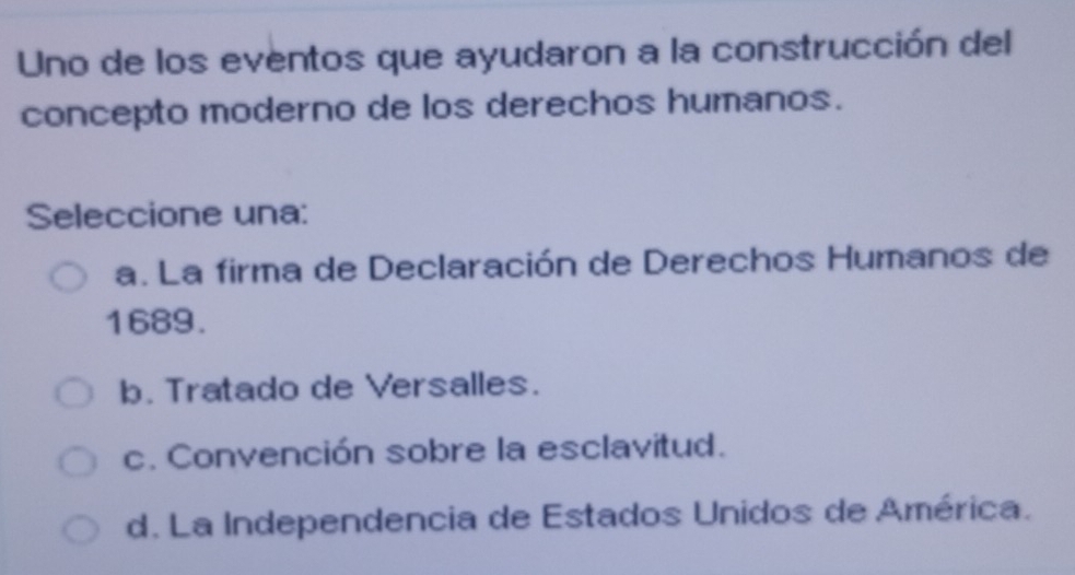 Resuelto:Uno de los eventos que ayudaron a la construcción del concepto ...