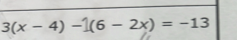 3(x-4)- (6-2x)=-13