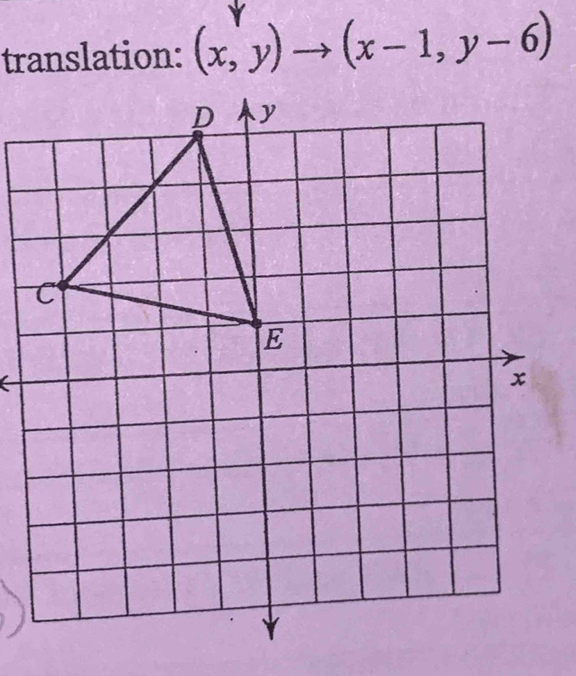 translation: (x,y)to (x-1,y-6)