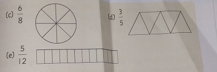  6/8  (d)  3/5 
(e)  5/12 