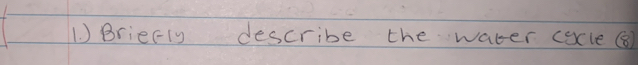 1 ) Briefly describe the water cacle ⑧)