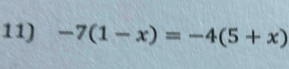 -7(1-x)=-4(5+x)