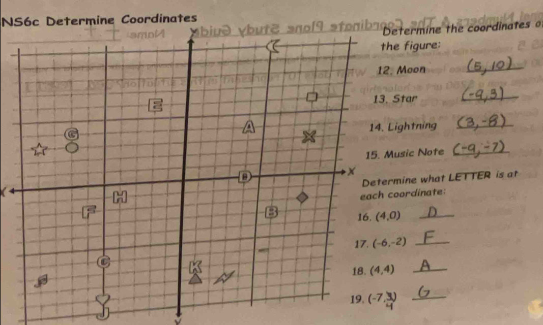 NS6c Determine Coordinates
snl  stonbg etermine the coordinates o
e figure:
Moon_
Star
_
ightning_
usic Note_
mine what LETTER is at
oordinate: