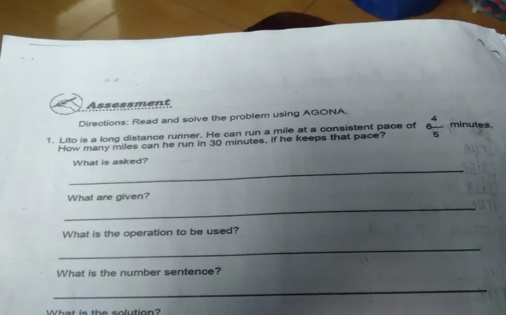 Solved: Assessment Directions: Read and solve the problem using AGONA ...