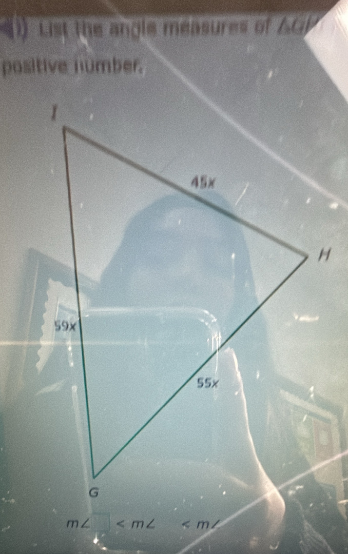 ) List the angle measures of AGP
positive number.
m∠ □