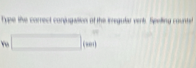 type the correct conjugation of the irregular verb. Spelling countat 
Yo □ _(