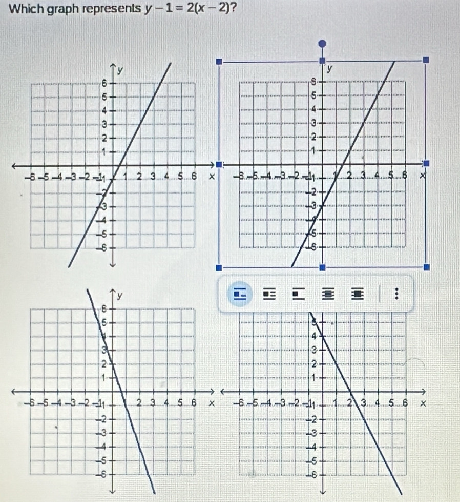 Which graph represents y-1=2(x-2) ? 
: