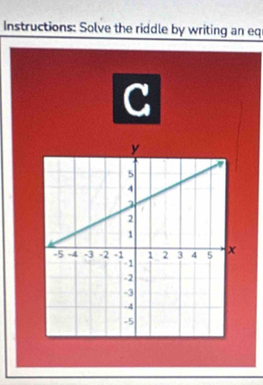 Instructions: Solve the riddle by writing an eq 
C