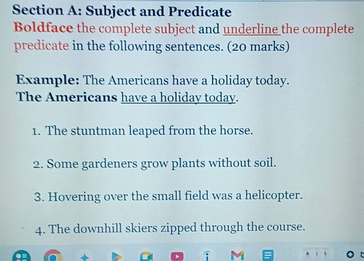Solved: Subject and Predicate Boldface the complete subject and ...