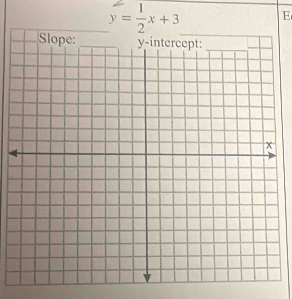 y= 1/2 x+3
E 
_ 
Slope:_