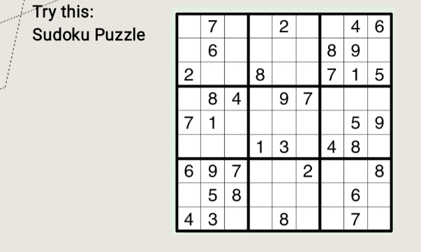 Try this: 
Sudoku Puzzle