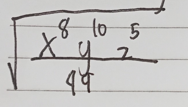 sqrt(frac x^8y^(10)z^5)44