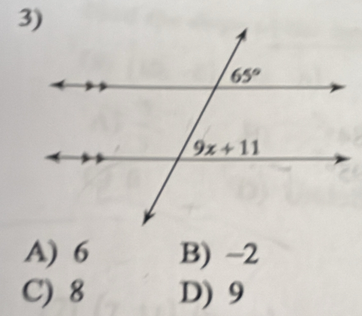 A) 6 B) -2
C) 8 D) 9