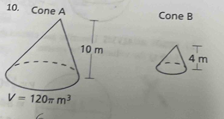 Cone A 
Cone B
V=120π m^3