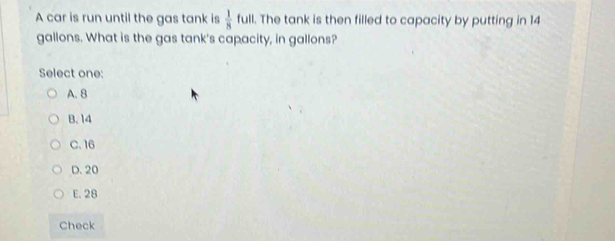 Solved: A car is run until the gas tank is 1/8 full. The tank is then ...