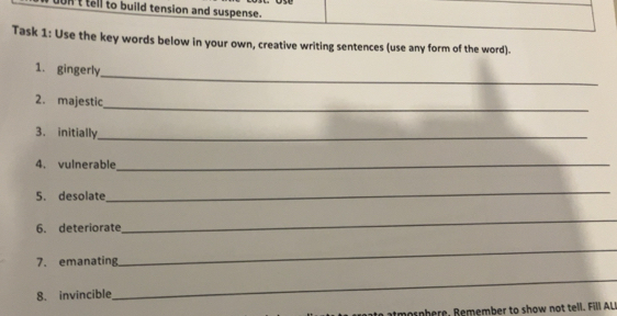 Solved: Unt tell to build tension and suspense. Task 1: Use the key ...