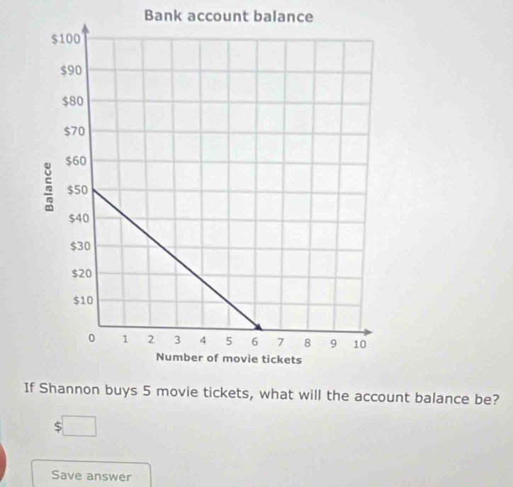 Bank account balance 
Is, what will the account balance be? 
Save answer