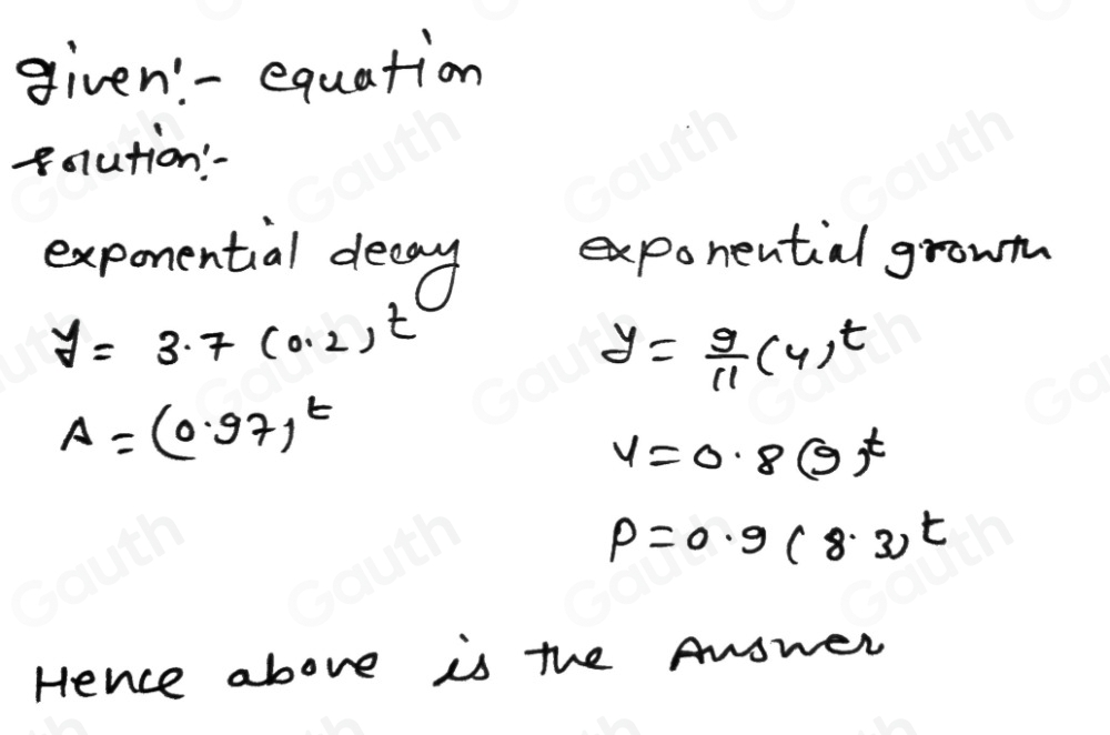Solved: Does each equation represent exponential decay or exponential ...