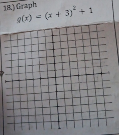 18.) Graph
g(x)=(x+3)^2+1