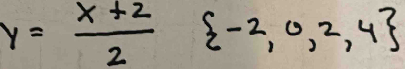 y= (x+2)/2   -2,0,2,4