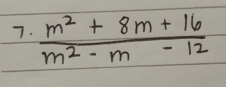  (m^2+8m+16)/m^2-m-12 